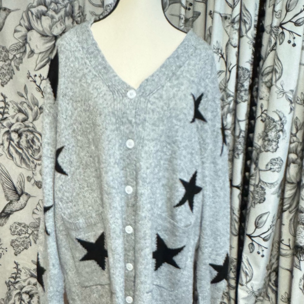 Gray Star Oversized Patterned Women's Sweater
